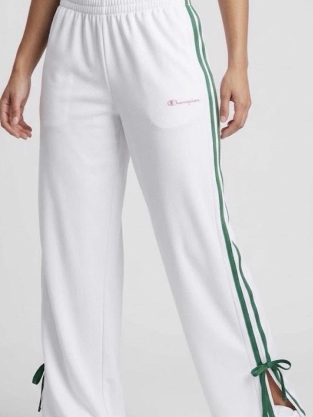 Champion Women’s White Track Pants with Green Stripe Various Sizes